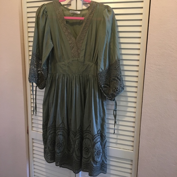 olive boho dress